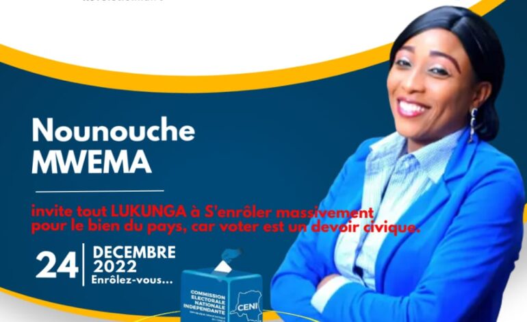  Enrôlement des électeurs/Kinshasa : Nounouche Mwema  en sensibilisation de masse dans la Commune de Ngaliema