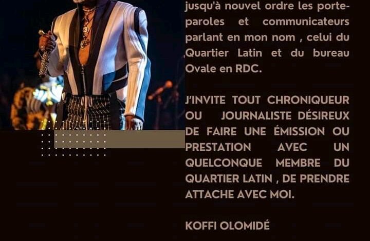 Musique : Koffi Olomide suspend tous ses porte-paroles et communicateurs !