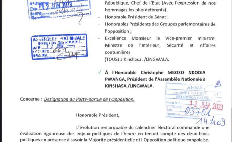  Se référant aux articles 18,19,20,22,23 et 24 de la constitution : La DYPRO interpelle les autorités pour la désignation du Porte-parole de l’opposition