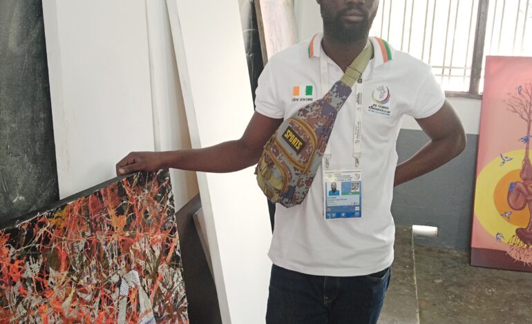  IXes jeux de la Francophonie : Ange Wilfried, l’artiste peintre ivoirien rend hommage à Papa Wemba !