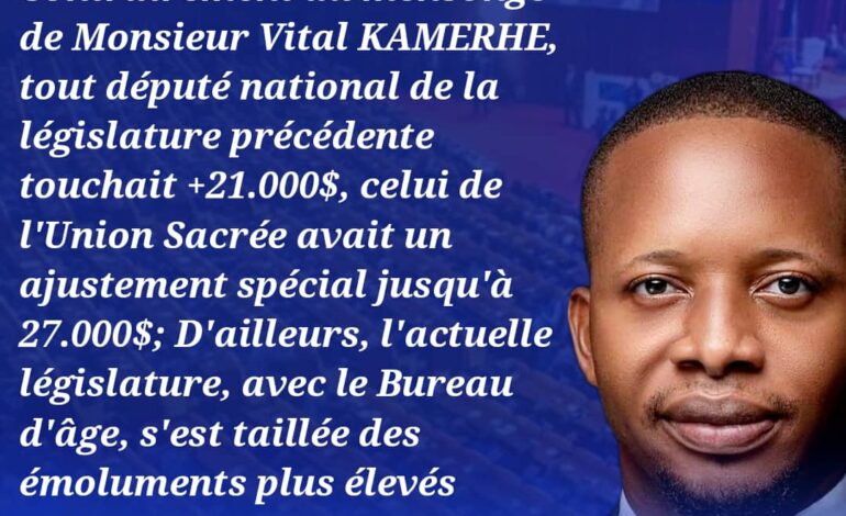  Assemblée Nationale : « Contrairement au message de Vital Kamerhe, tout député national de la législature précédente touchait + 21.000$ », Ghislain Mwanji
