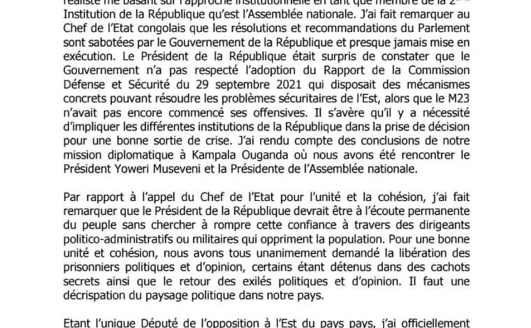 RDC : Gratien Iracan plaide pour la libération des prisonniers politiques et le retour des exilés [Document]