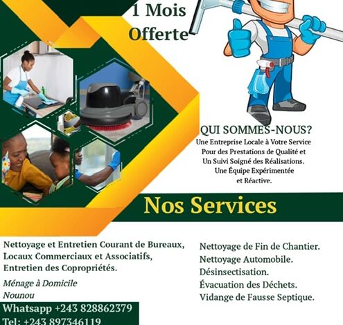 đŻ 1 Mois de Services Offerts : Genesis Clean Services RĂ©volutionne le Nettoyage Ă Kinshasa !