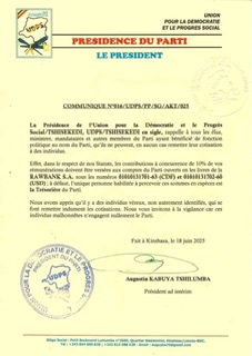 Cotisations au sein de l’UDPS : le parti met en garde contre les usurpateurs !